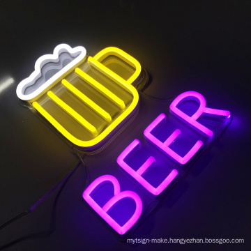 Wholesale wall mounted beer sign custom led neon sign unbreakable neon letter sign for bar restaurant